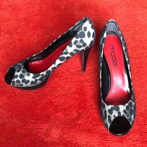 Leopard Open Toe Heels